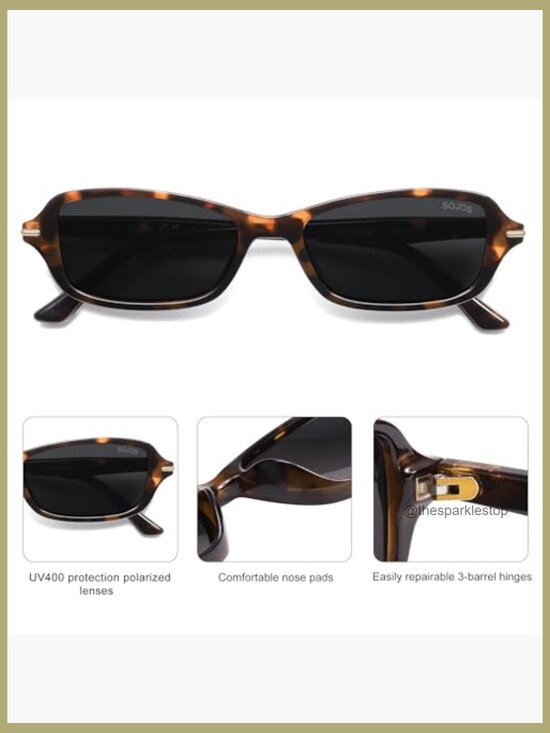 Polarized Rectangle Sunglasses with UV400 Protection, Lightweight PC Frame main image 4